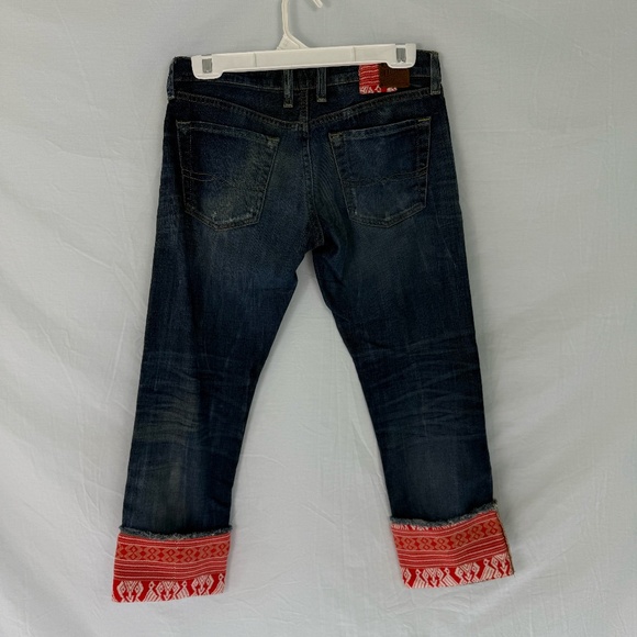 Lucky Brand Legend Sienna Tomboy Crop Sz 2/26 Red Fabric Cuffs - Picture 7 of 13